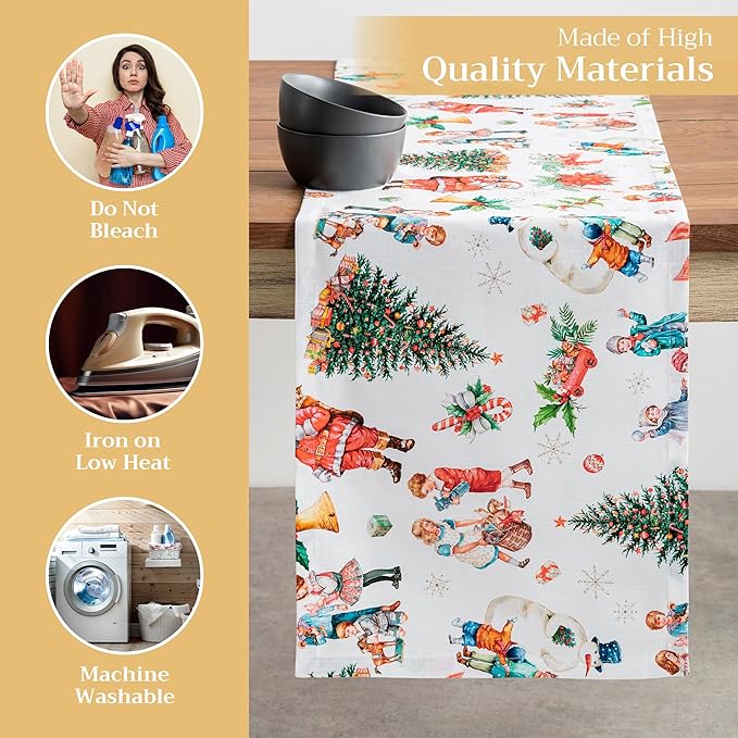 Maison d' Hermine Table Runner 100% Cotton Single Layer Table Runners 108 inches Long for Thanksgiving Christmas Decorations Home Kitchen Dining Party Wedding (Chromo, 14.5" x 108")