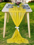 MDS 20 Pack 10ft Chiffon Table Runner 29 x 120 Inches Sheer Wedding Runner Romantic Rustic Table Runner for Wedding Decorations, Birthday Parties, Bridal Shower Party Arch Decor - Yellow