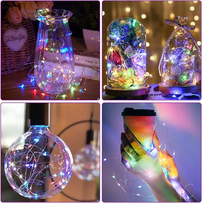 12 Pack Fairy Lights Battery Operated String Lights，7FT 20LED Waterproof Silver Wire Christmas Lights Outdoor,Firefly Mini Lights for Bedroom Party Birthday Wedding Home Decor