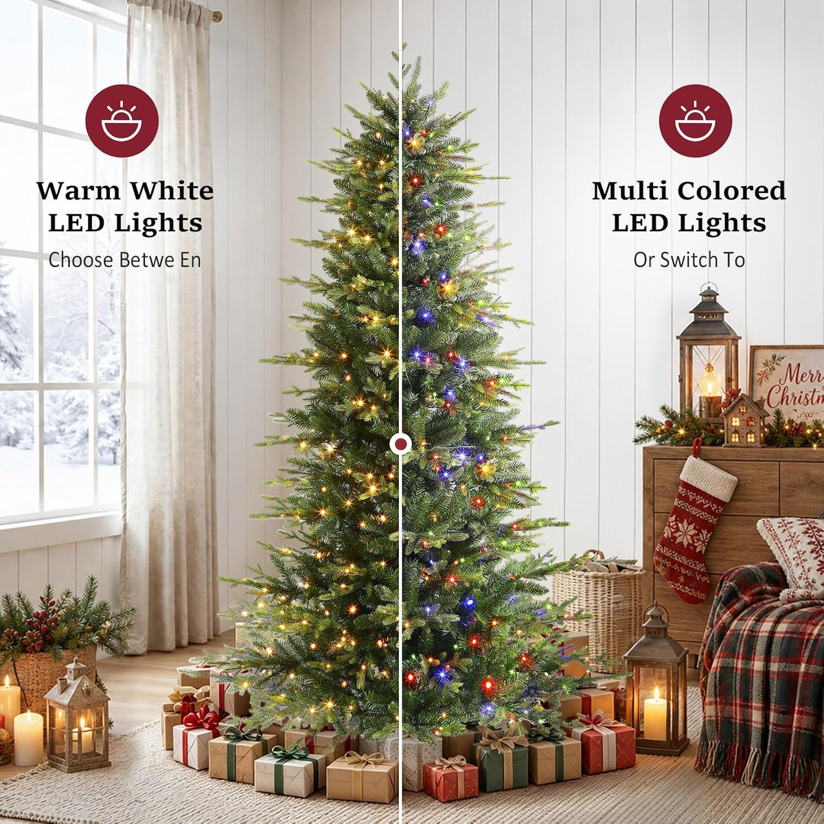 shareconn 7ft prelit artificial aspen christmas tree with, side view