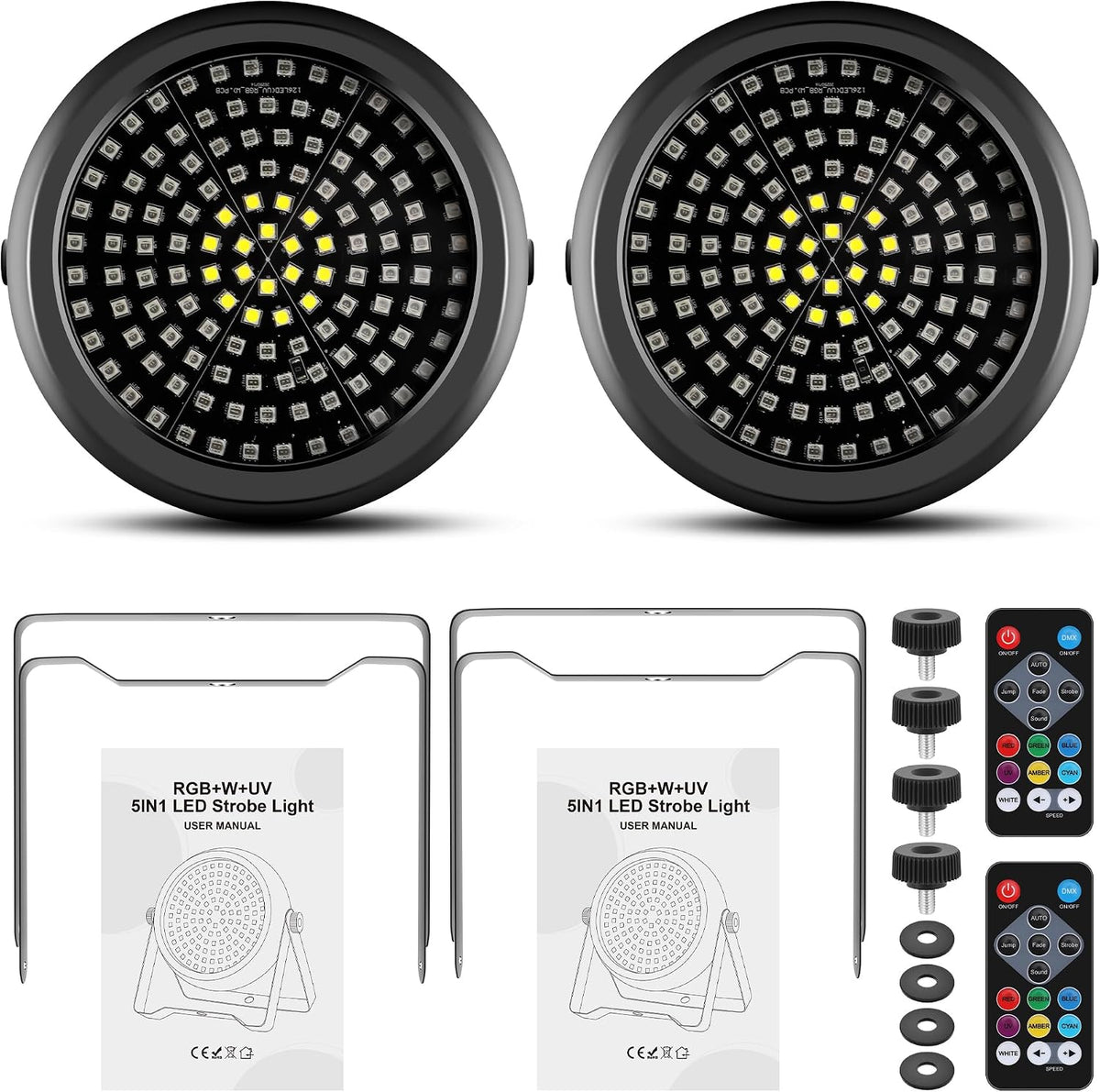 Strobe Lights for Halloween,2Pack 30W 126LEDs RGB+W+UV DJ Strobe Lights with ...