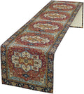 Vintage Boho Floral Table Runner, Rustic Country Farmhouse Red Blue Gold Retro Flower Pattern for Home Kitchen Table Decor Dining Coffee Room Party Decor 13x72in