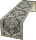 Boho Bohemia Style Table Runner, Vintage Blue Retro Flower Rustic Country Style Floral Print Pattern for Home Kitchen Table Decor Dining Coffee Room Garden Party Decor 13x90in