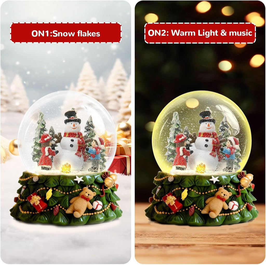 8.25 Inch Height Christmas Snow Globe with Light up Musical Snowflakes Holiday Decoration, Snowman Oversized Resin Snowglobes, Christmas Holiday Decor.