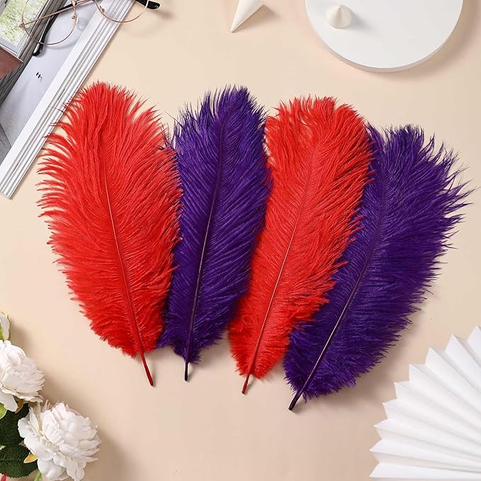 YAKRUNA 30PCS Purple Ostrich Feathers Bulk 12-14 Inches for Centerpieces for Wedding Birthday Gatsby Party, Decorative Plumes for Vase & Table & Christmas Tree Decor (30-35cm, Purple)