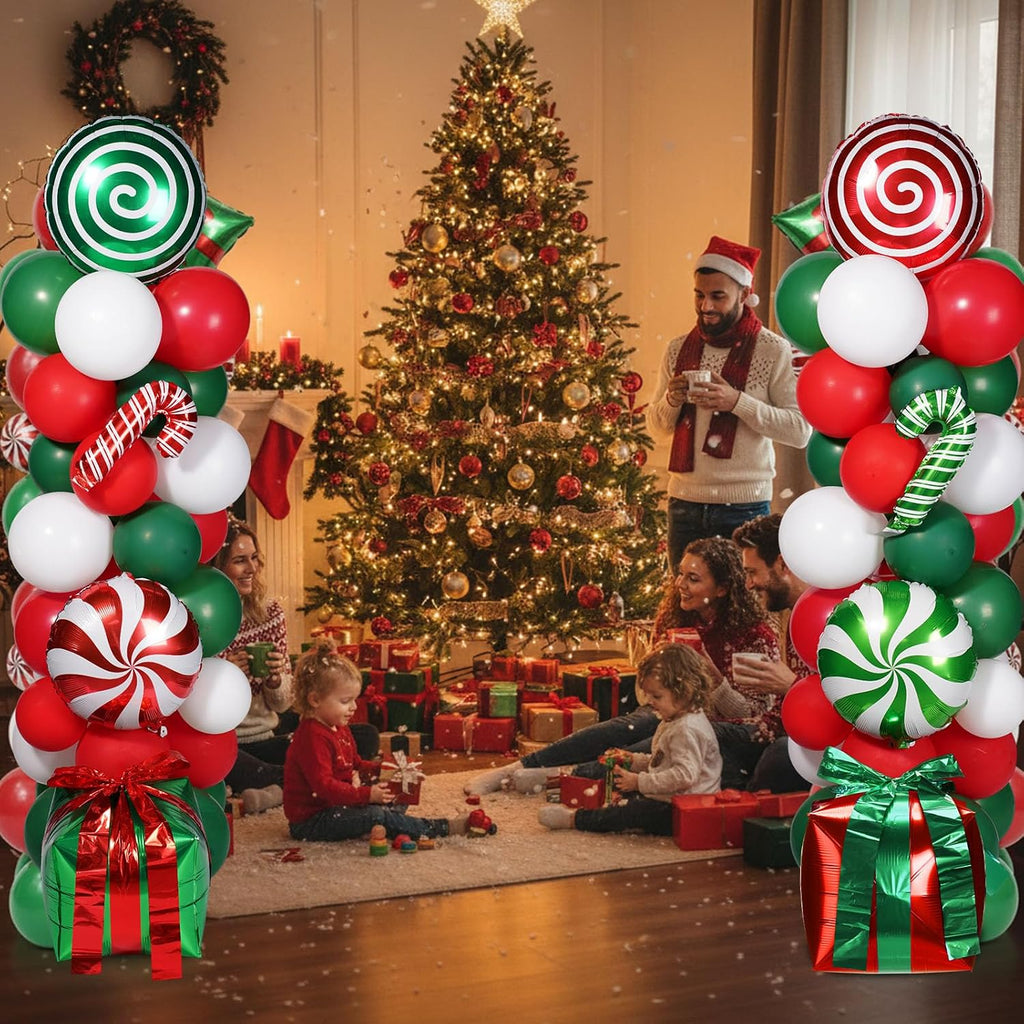 realspring 132 pcs christmas balloon column stand kit showing dimensions