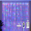 Brightown 300 LED Fairy Curtain Lights, 9.8ft x 9.8ft Multicolor Curtain String Lights, USB Plug in 8 Lighting Modes Christmas String Hanging Lights with Remote for Bedroom Indoor Outdoor Party Xmas