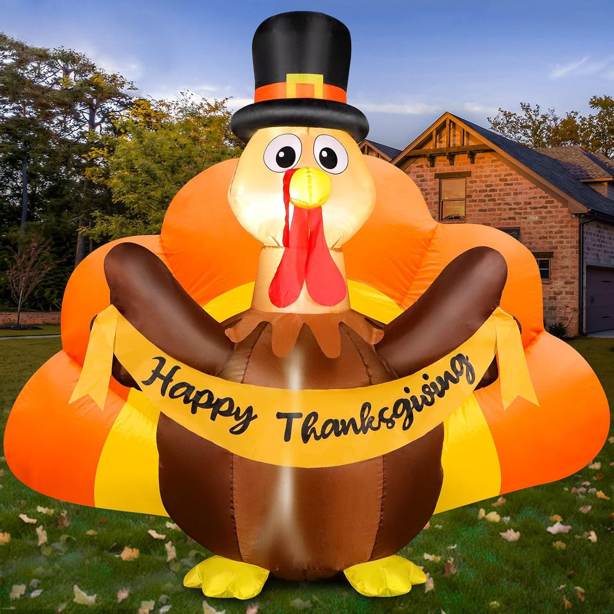 funfanso thanksgiving inflatables turkey outdoor decorations with built-in, main product view