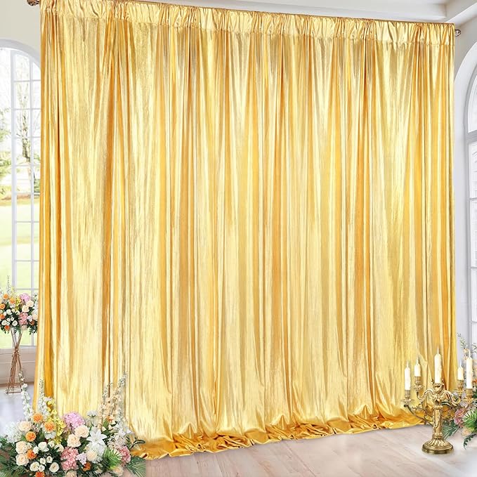 Gold Backdrop Background Party Decortaions - 9.6x8FT Sequin Backdrop Curtains for Hallowee Christmas Graduation Birthday Decor