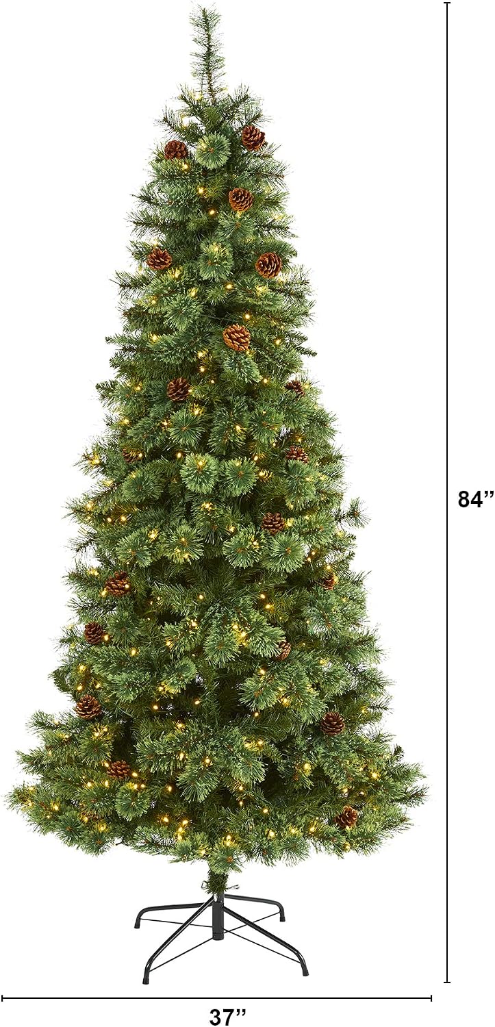 nearly natural 7ft pre-lit pine artificial christmas tree shown in use