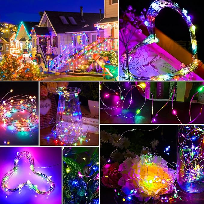 pozzolanas 50 Pack Multicolor Battery Operated String Lights - 7ft Waterproof Fairy Lights with 20 LEDs for Home, Mason Jar, Party, Wedding, Halloween, Christmas Decorations