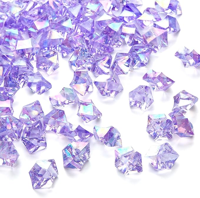 DomeStar 150PCS Purple Fake Ice, Fake Diamonds Sparkling Plastic Gems Vase Fillers for Centerpieces Wedding Party Decoration Table Scatter Display