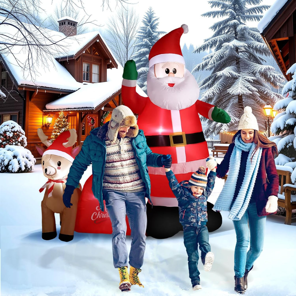 7ft christmas inflatable santa clau built-in led lights showing dimensions