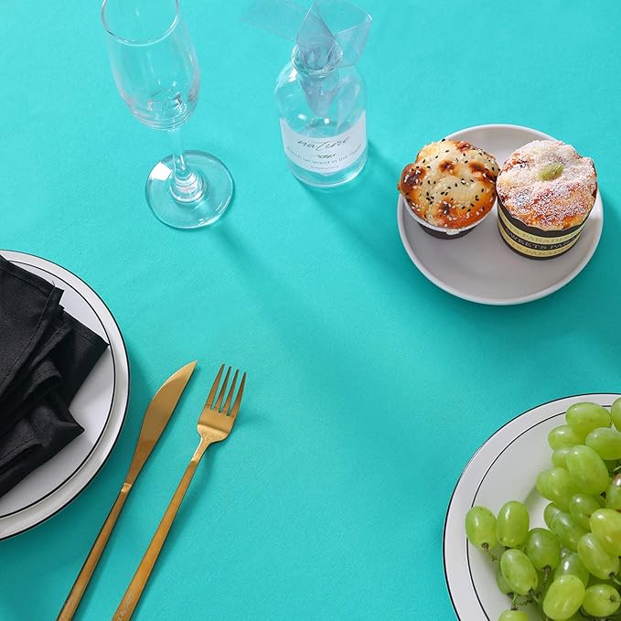 Rectangle Tablecloth 90x156 inch Washable Polyester Fabric Table Cloth for Wedding Party Dining Banquet Decoration（90x156, Turquoise）