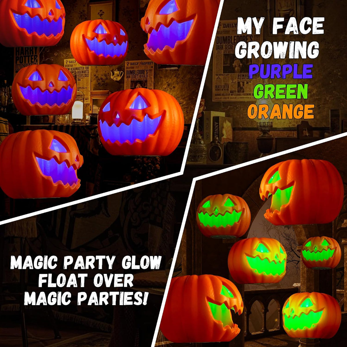 Halloween Hanging Decorations Pumpkin Lights, LED Flameless Floating Jack-O-L...