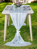 MDS 25 Pack 10ft Chiffon Table Runner 29 x 120 Inches Sheer Wedding Runner Romantic Rustic Table Runner for Wedding Decorations, Birthday Parties, Bridal Shower Party Arch Decor - Baby Blue