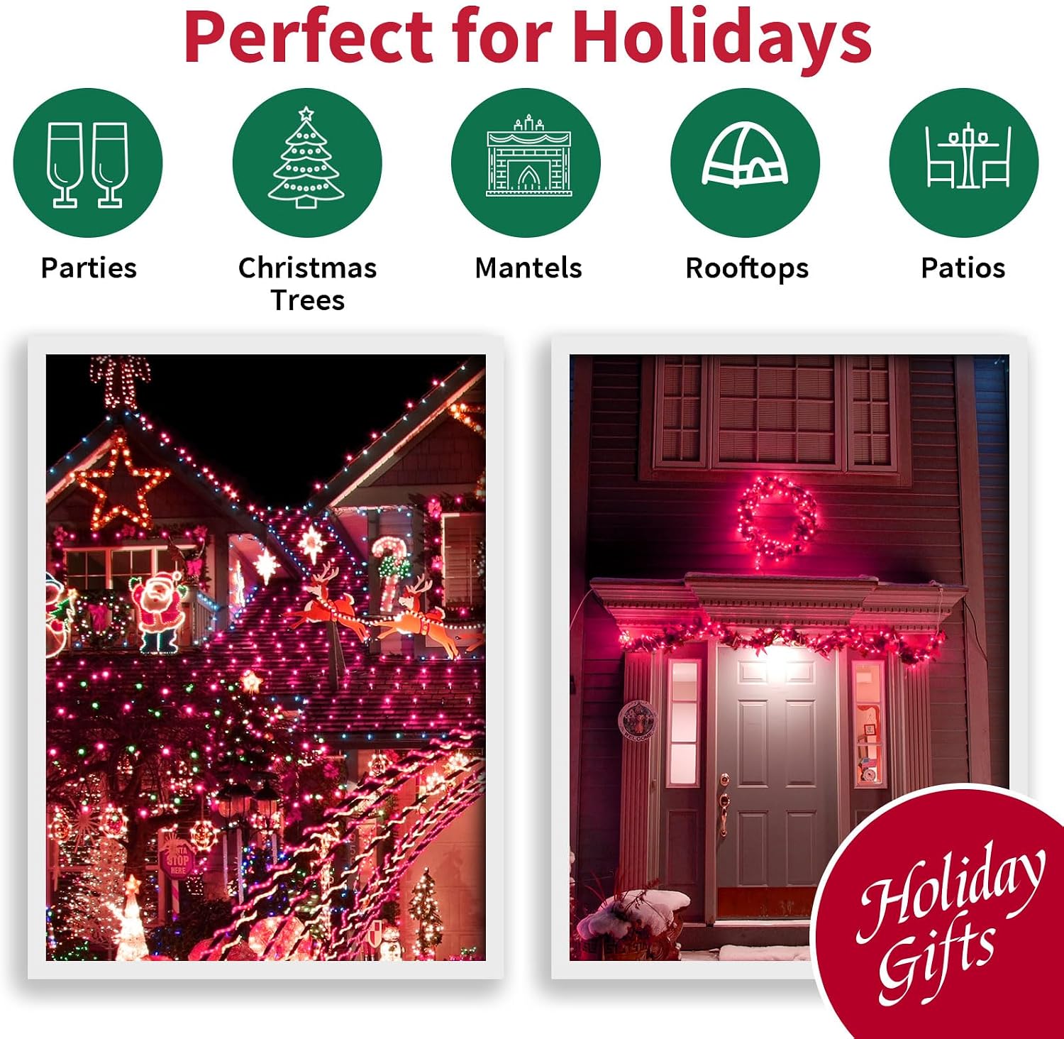 LAMPHOME Pink Christmas Lights Set 100 Count 19.6 Feet Incandescent Bulb Mini String Lights for Indoor Christmas Tree Garland Birthday Wedding Party Festival Decoration, White Wire