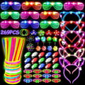 MIBOTE 269Pcs Led Light Up Toys Party Favors Glow in the Dark Party Supplies for Kid/Adults with Light Up Glasses,Headband,Rings,Bracelets,100 Glow Sticks Bulk Party Pack DIY Glow Neon Party Supplies