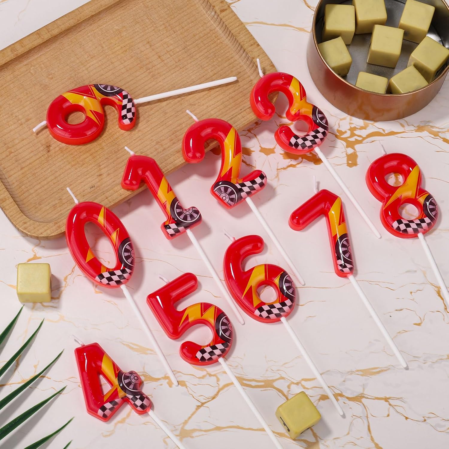 Racing Cars Themed Birthday Candle, Red Racing Car Lightning Number Candle Perfect Cake Toppers and Birthday Anniversary and Theme Party Decoration Supplies(Number 2)