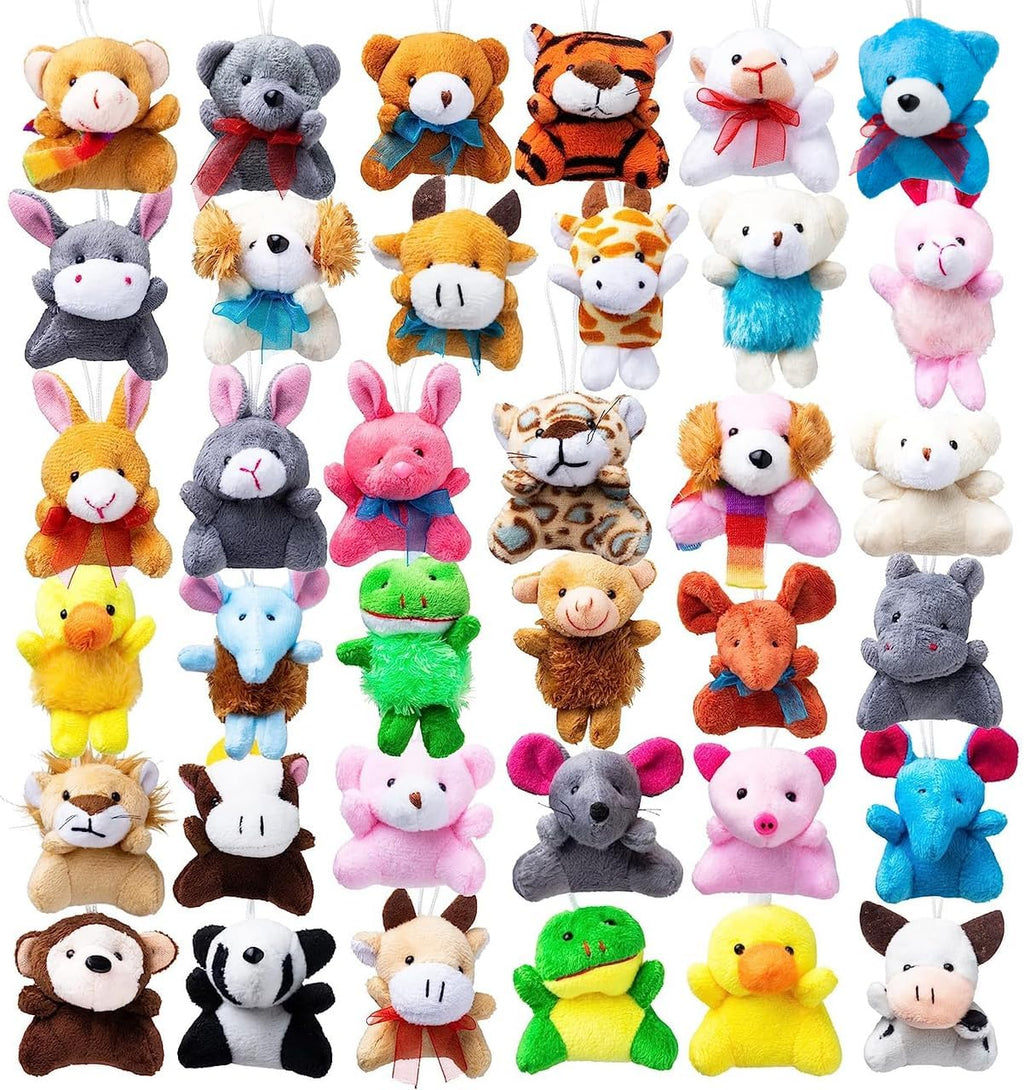 JOYIN 36 Pack Mini Animal Plush Toy Assortment (36 Units 3" Each),Bulk Stuffed Animals Party Favors for Kids, Small Animals Plush Keychain Decoration, Carnival Prizes, Birthday Treasure Box Toys