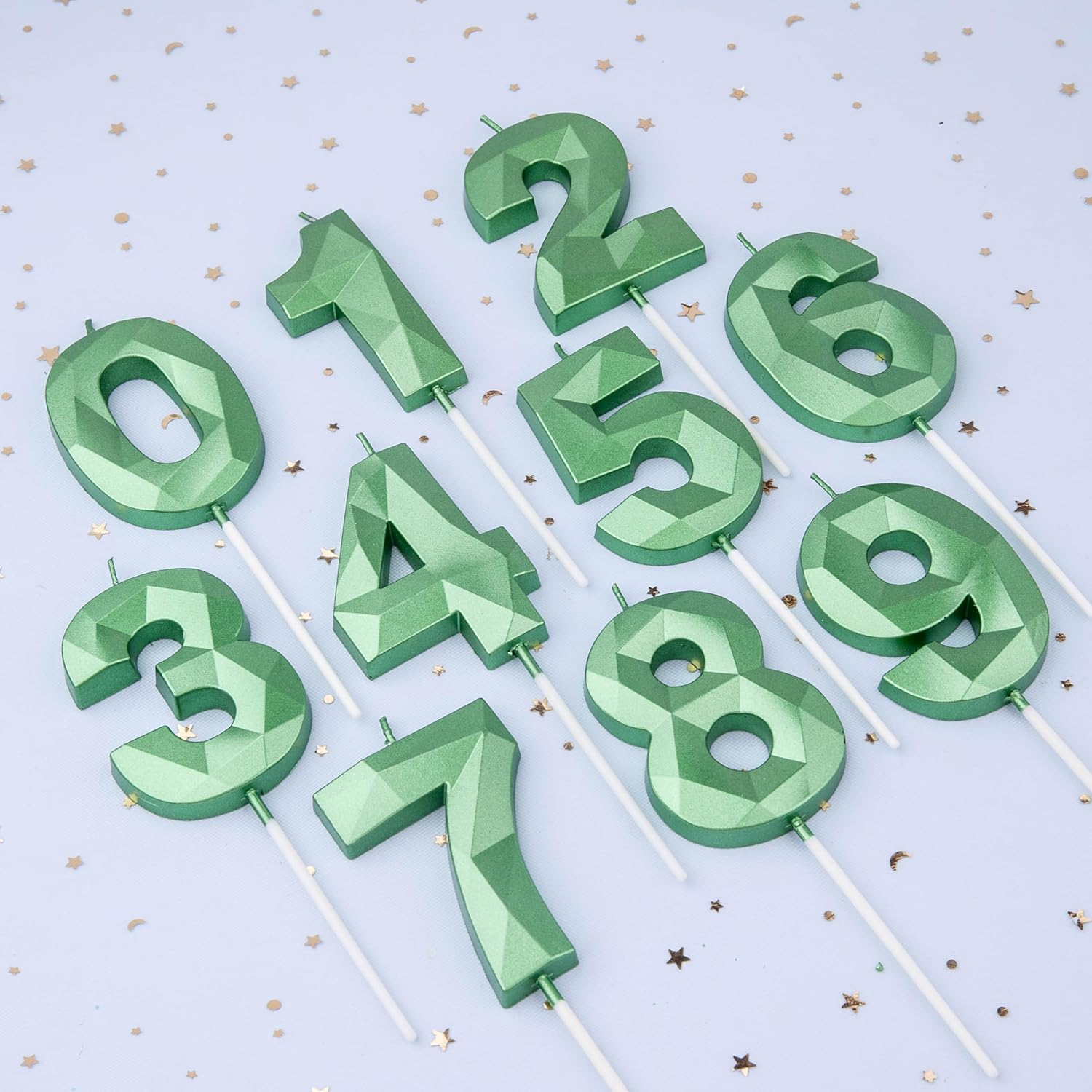 PHD CAKE 2.76 Inch Crystal Green 2 Number Cake Candle, Numeral Birthday Candles, Green Number Candles, Party Celebration