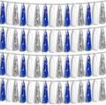 4P Navy-Blue White-Silver Foil Fringe Metallic Tassel Garland Banner, Tassels Banner Streamers for Parade Floats, Bachelorette, Wedding, Birthday, Halloween, Bridal/Baby Shower Party Decorations