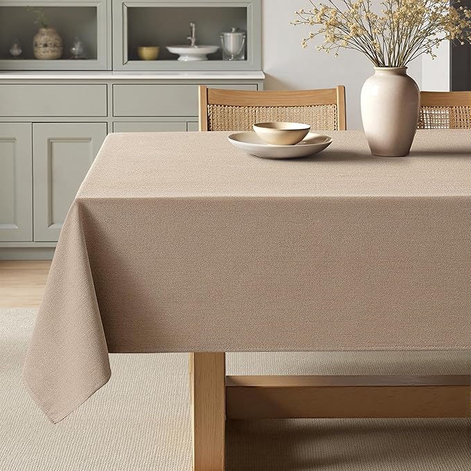 MIULEE Brown Linen Tablecloth 52x70 Inch Rectangle Table Cloth Waterproof,Stain Resistant & Wrinkle Resistant for Dining Party Wedding