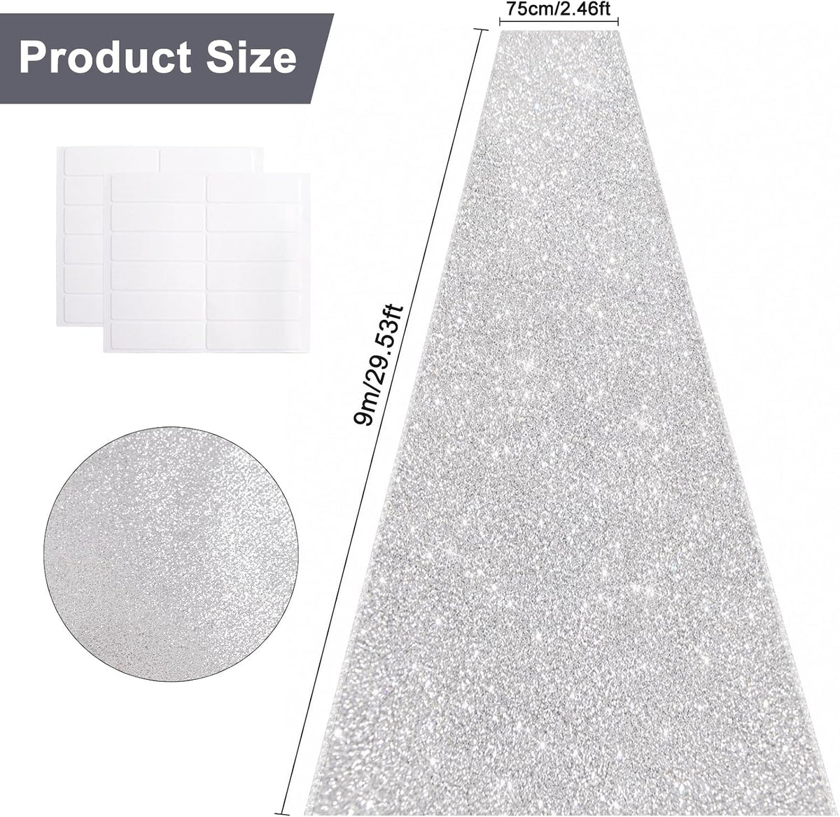 Glitter Carpet Runner for Party - Non-Woven Fabric Runner Rug with Adhesive T...