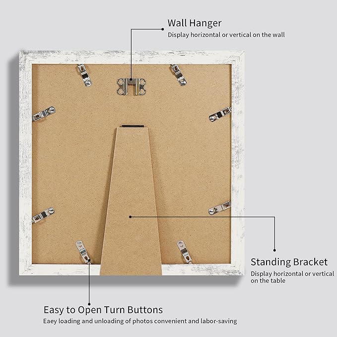 12x12 Picture Frame Set of 4 with Tempered Glass, Display 10x10 Picture with Mat or 12 x 12 Without Mat, Mixed Color Wood Photo Frames for Tabletop Display and Wall Mounting