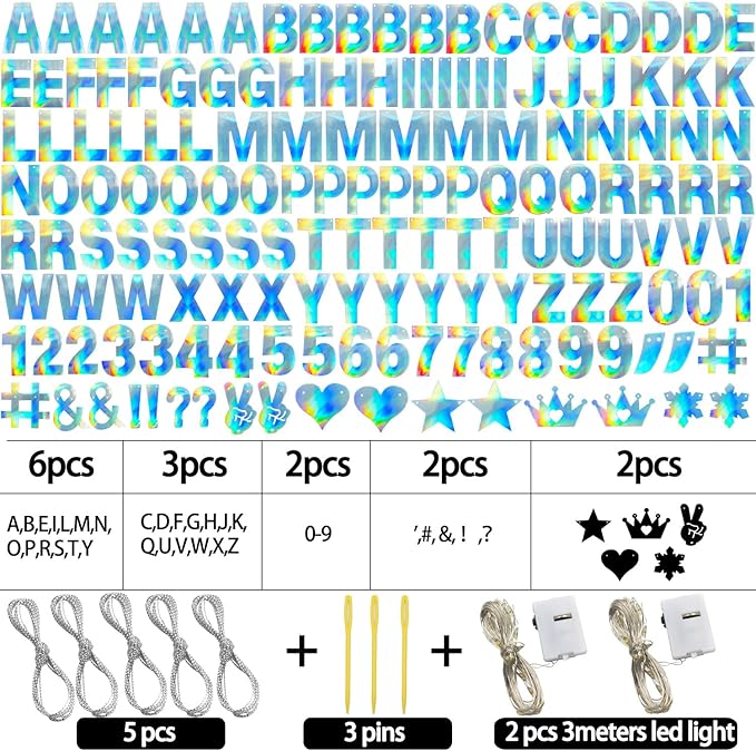 167Pcs DIY Glitter Customizable Banner Kit Custom Banner Happy Birthday DIY Letter Banner Happy New Year Personalized Banner Christmas Baby Shower Birthday Party Decorations Supplies（Shiny Holografic）