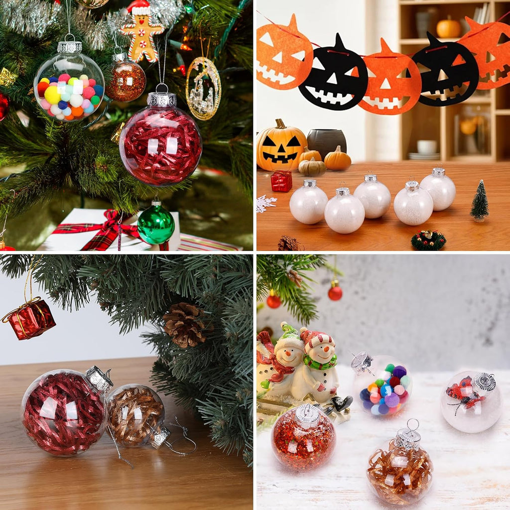 12 Pack Clear Plastic Fillable Ornament Ball 3.15''/80mm for Christmas,Holiday, Wedding,Home Decor
