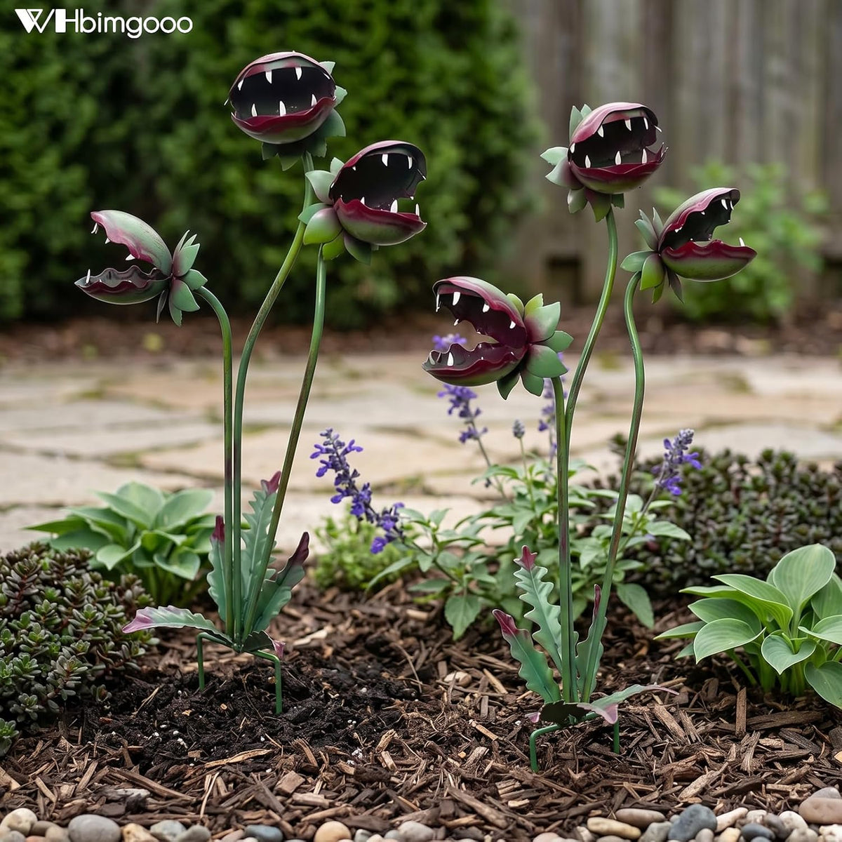Venus Flytrap Garden Stake - 25inch Metal Outdoor Flowers Yard Art