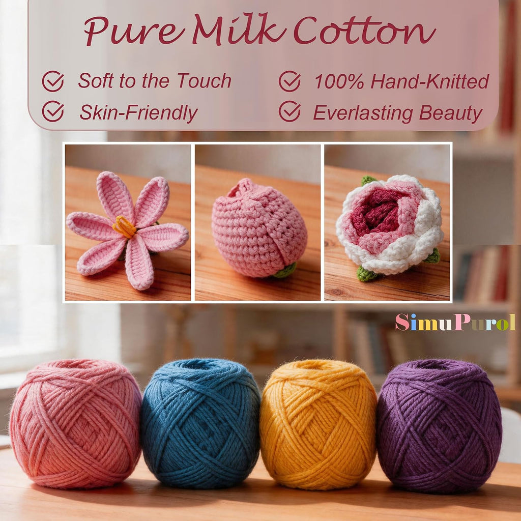 Crochet Tulip Flower Bouquet, Handmade Milk Cotton Tulips for Mother's Day, Includes Gift Bag & Greeting Card, Eternal Hand-Woven Flowers for Anniversary, Graduation Decor, Pink