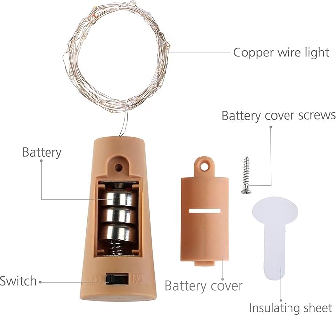 Wine Bottle Lights with Cork Switch, 15 LED 8 Pack Battery Operated Mini Fairy Copper Wire Cork String Lights for Party Wedding Christmas Festival Decoration (Multicolor)