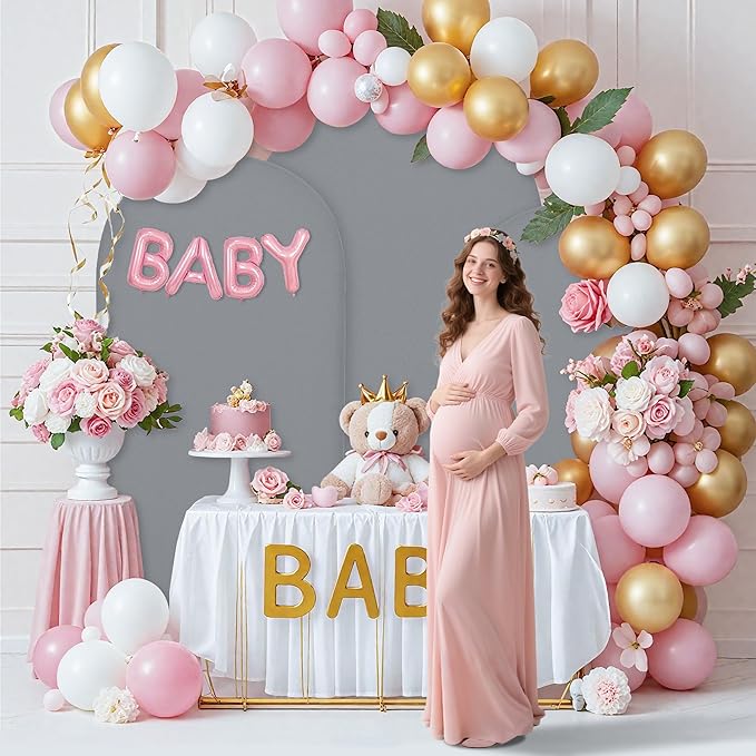 Wedding Arch Covers Arch Backdrop Cover Arch Stand Covers 7.2FT 6.6FT 6FT Set of 3 Arch Cover Spandex Fabric Stretchy Backdrop for Wedding Birthday Party Decoration Baby Shower (Smoky Grey)