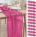 Asee'm 12pcs Cheesecloth Table Runner 120 Inches Long Deep Pink Boho Gauze Cheese Cloth Runner 10FT Rustic Sheer Table Runners for Christmas Wedding Party Baby Shower Spring Easter Decoration