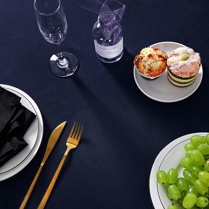 Rectangle Tablecloth 90x132 inch Washable Polyester Fabric Table Cloth for Wedding Party Dining Banquet Decoration（90x132, Navy）