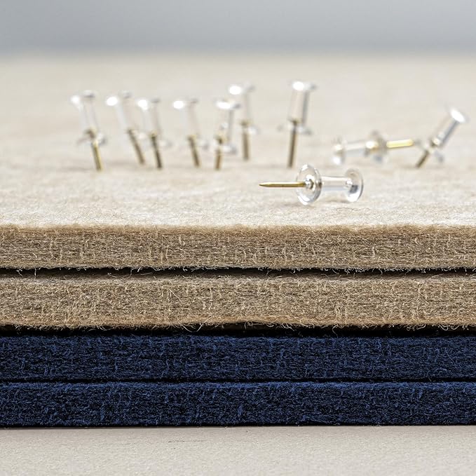 Bulletin Board, 36 x 24 inches Felt Board - Decorative Pin Board, Cork Board Alternative for Wall, 3' x 2' Foldable Picture Board Self-Adhesive Vision Board Prayer Board with 20 Pushpins - Dark Blue