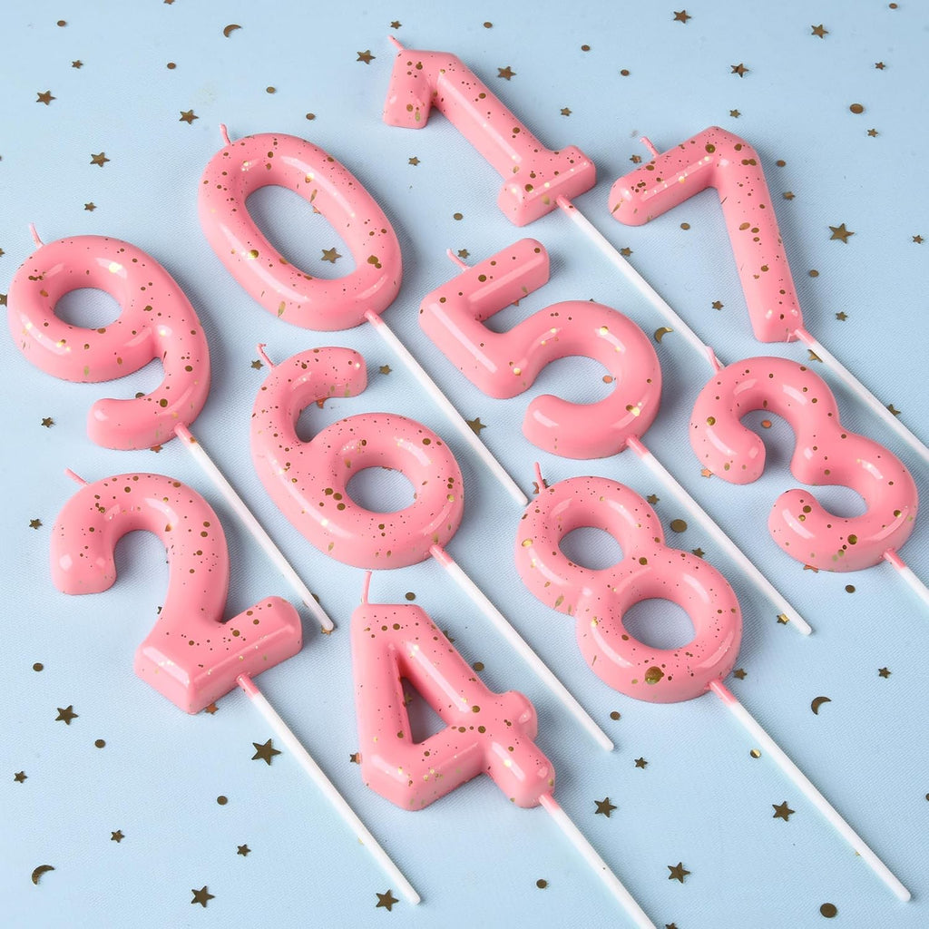 2.76 Inch Classical Pink Gold 16 Number Birthday Candles, Gold Number Candles, Cake Number Candles, Party Celebration