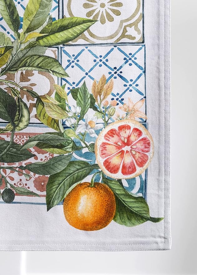 Maison d' Hermine Table Runner 100% Cotton Double Layer Table Runners 108 inches Long Decorative for Home Kitchen Dining Party Baby Shower Wedding Bridal Shower Spring Summer (Agrume, 14.50" x 108")