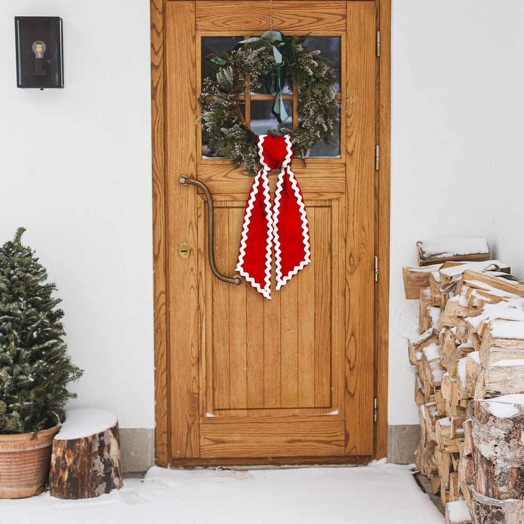 Wreath Sash for Front Door Red Cotton Wreaths Satin Sash Burlap Garland Ribbon Accessories for Wreath Yard Doorway Indoor Outdoor Bow Bridal Shower Home Decor,5.11 x 55.1
