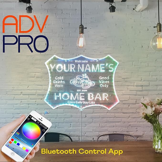 ADVPRO Personalized Your Name Home Bar RGB Dynamic Glam LED Sign - Cut-to-Edge Shape - Smart 3D Decoration - Multicolor Signage st06s32-fnd-p11d-tm-c