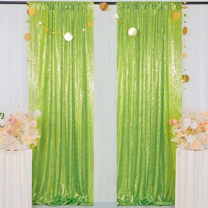 ShinyBeauty Sequin Backdrop Green 2FTx8FT 2 Pieces Olive Green Backdrop Panels Shimmer Backdrops for Parties Graduation Background Christmas Decoration