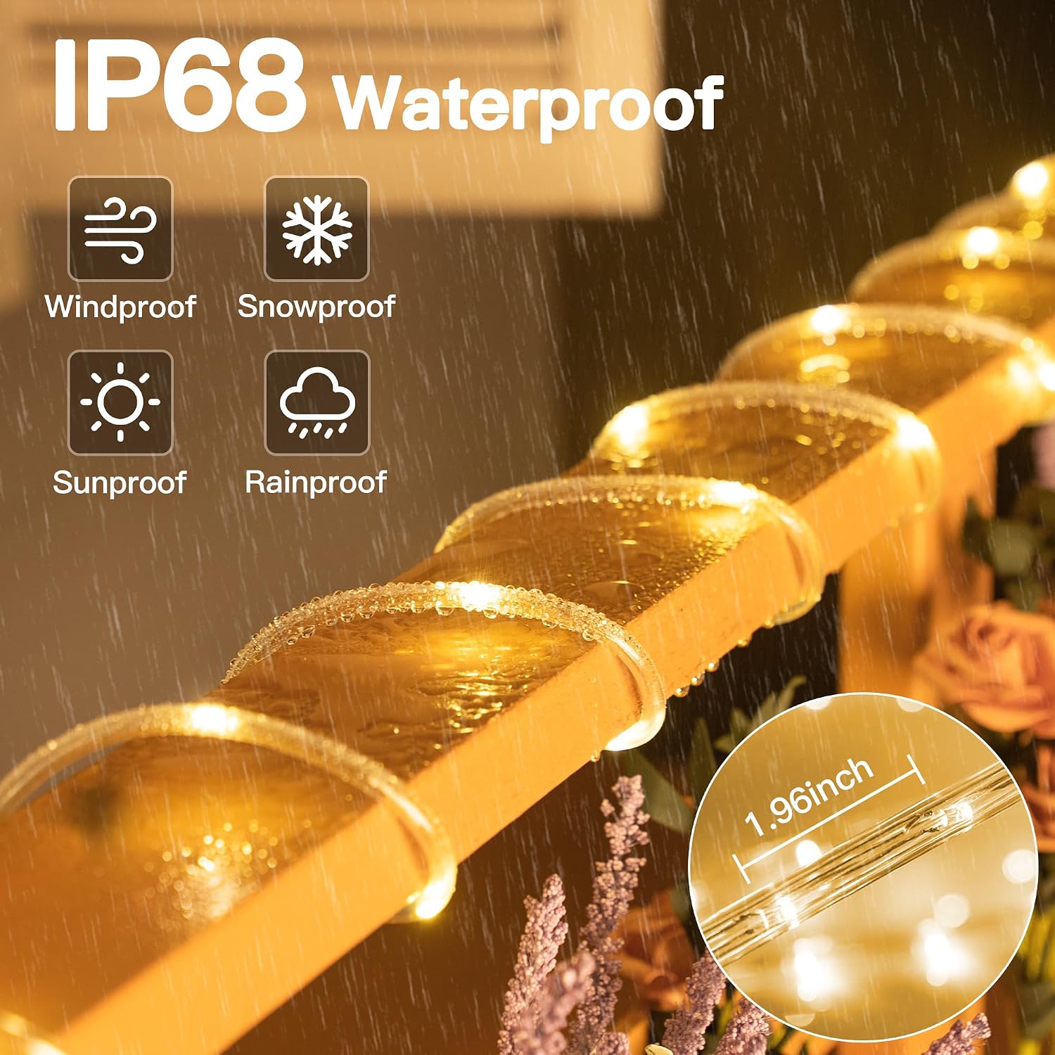 50ft LED Rope Lights with Remote, 300 LED IP68 Waterproof Rope Lights with Plug & Timer, Rope Lights for Outside, Indoor, Patio, Pool, Bedroom, Party, Indoor Decoration (Warm White)