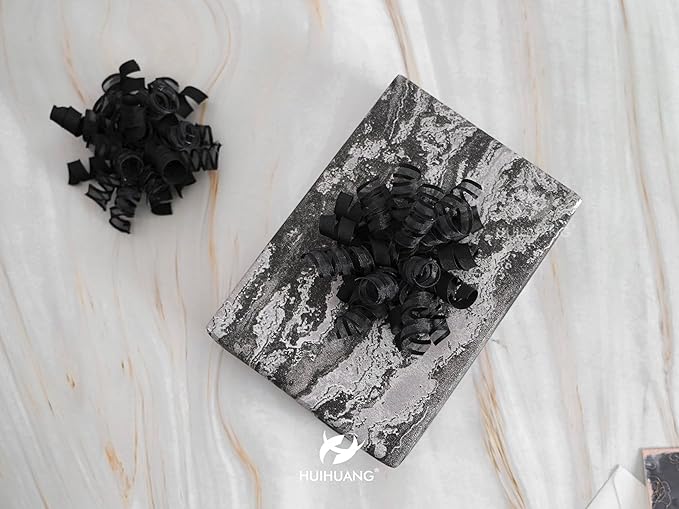 HUIHUANG Black Bows for Gift Wrapping Curly Gift Bow 5 inch x 8 Counts Self-Adhesive Ribbon Bows for Presents, Paper Bag, Party Favors, Wrapping Accessories, Holiday Wedding Decoration