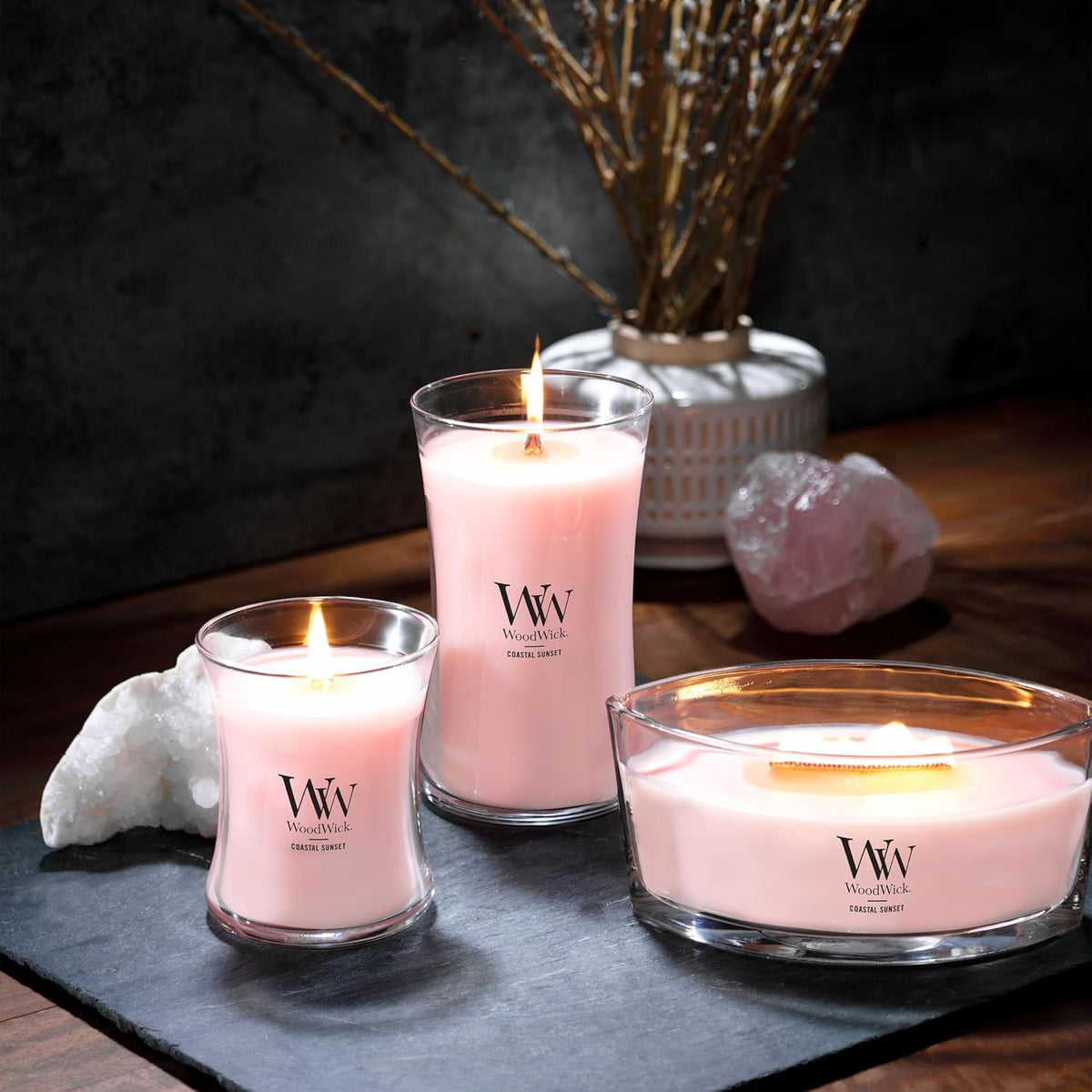 WoodWick Coastal Sunset Scented Candle, Crackling Wick, 21.5oz