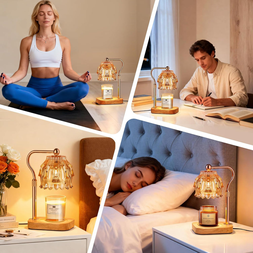 Candle Warmer Lamp with Timer - Flower Electric Wax Melter Warmer Adjustable Height for Jar Candles, Gift for Women, Mom, Christmas, Birthday,Home Decor