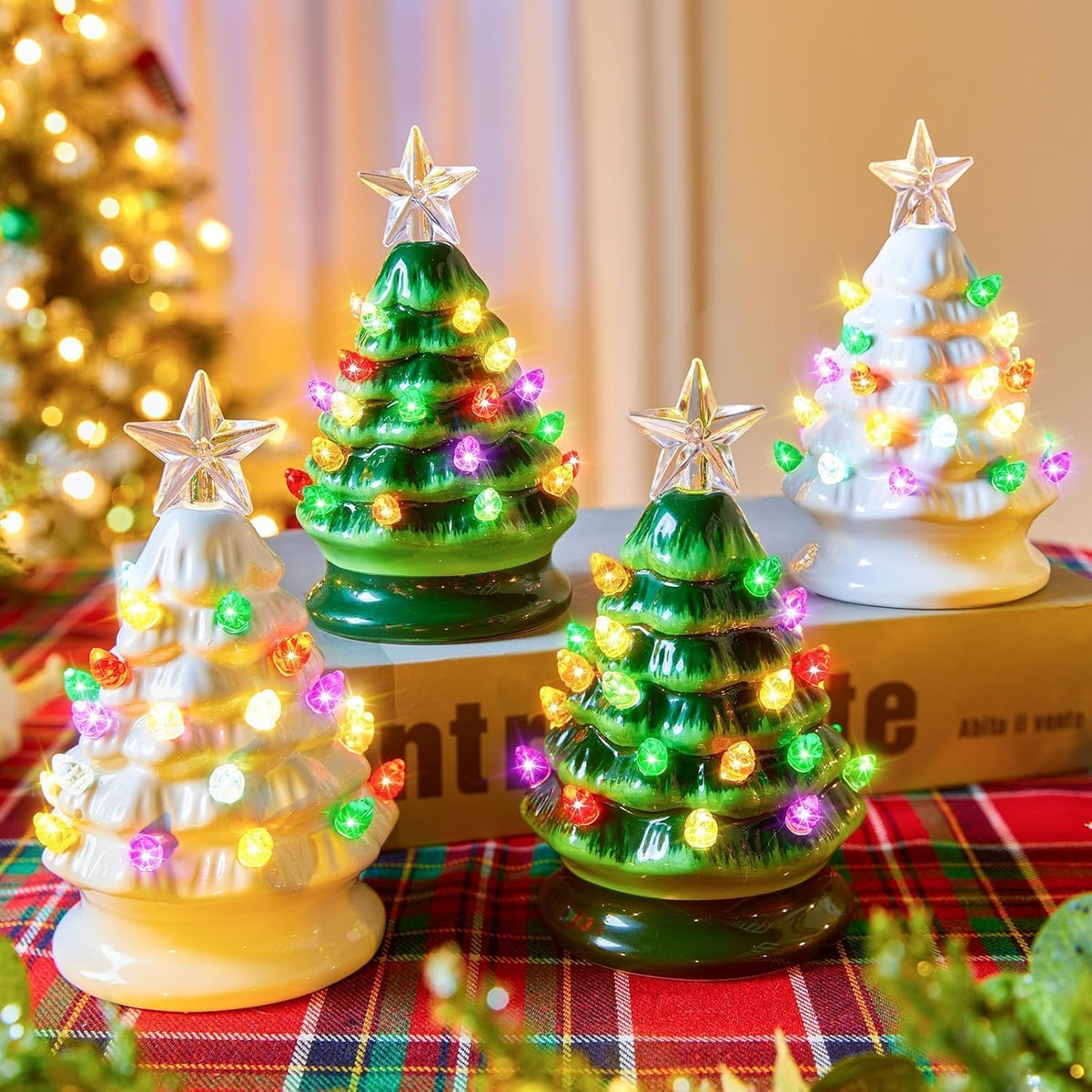 brightown 5 inch mini ceramic christmas tree set, main product view