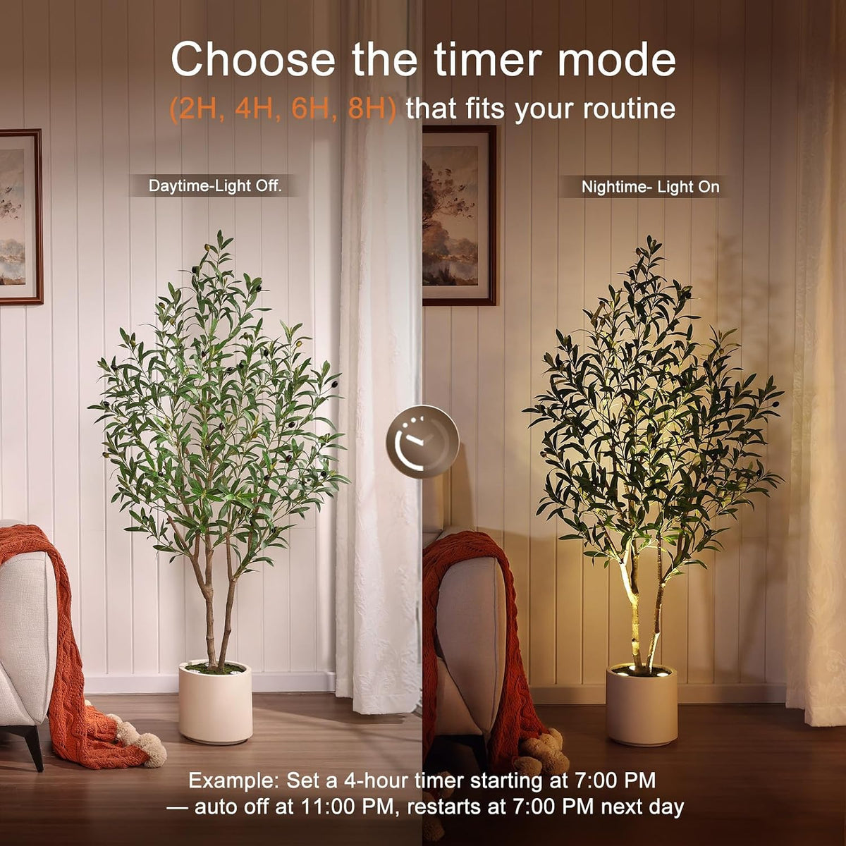 verinatural 5ft olive trees artificial indoor with remote, close-up detail