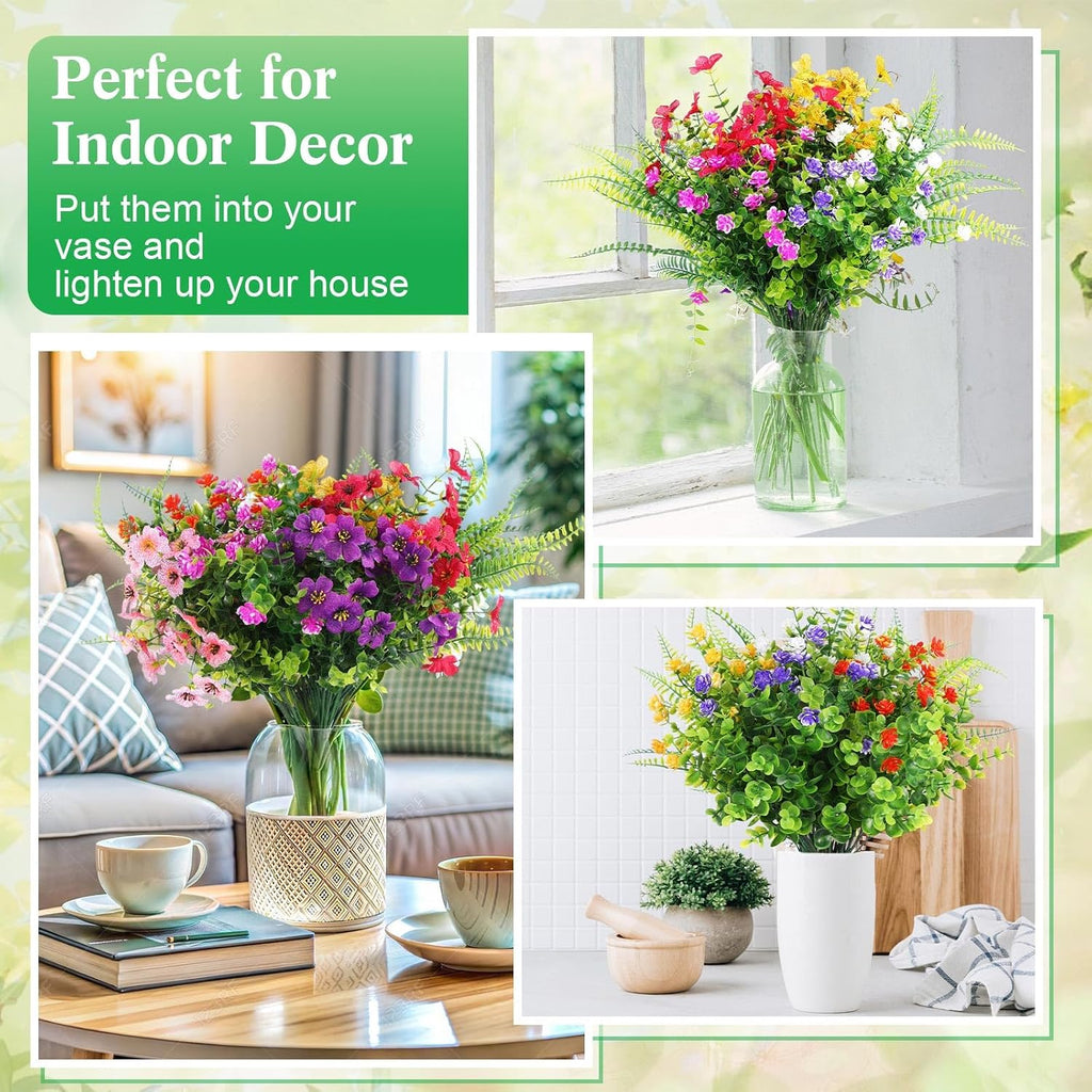 thiccywoov 60 bundles outdoor artificial fall flowers bulk,spring,colorful showing dimensions